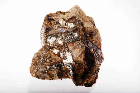 pegmatite, muscovite and biotite granite on the white backgroundの写真素材