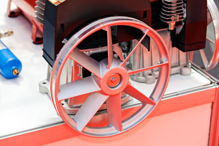 Focus on detail of engine for industry; note shallow depth of field