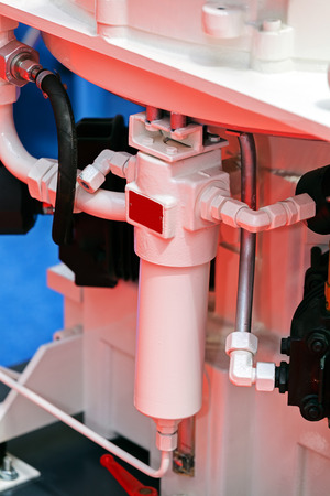 One detail and part of new industry machine; note shallow depth of fieldの写真素材
