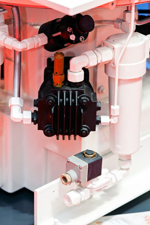 One detail and part of new industry machine; note shallow depth of fieldの写真素材