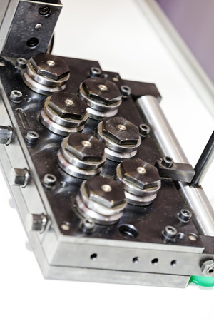 Focus on detail of machine for industry; note shallow depth of fieldの写真素材