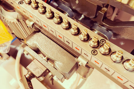 detail types of machines for furniture, note shallow depth of field
