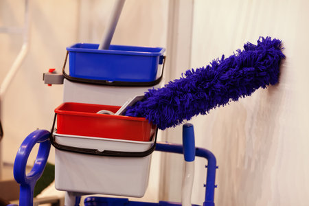 professional cleaning equipment business premises, note shallow depth of field