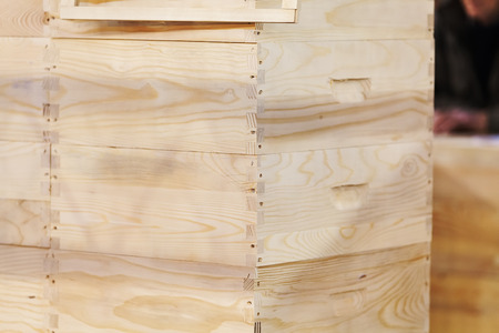 light wooden boxes for different purposes, note shallow depth of fieldの写真素材
