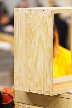 wooden moldings for frames for honeycombs, note shallow depth of fieldの写真素材