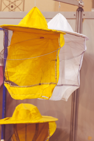 Protective equipment used in beekeeping, note shallow depth of fieldの写真素材