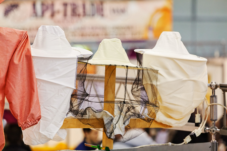 Protective equipment used in beekeeping, note shallow depth of fieldの写真素材