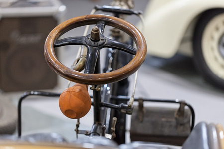 steering wheel in the old-timer, note shallow depth of fieldの写真素材