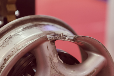 part of the damaged wheel , note shallow depth of fieldの写真素材