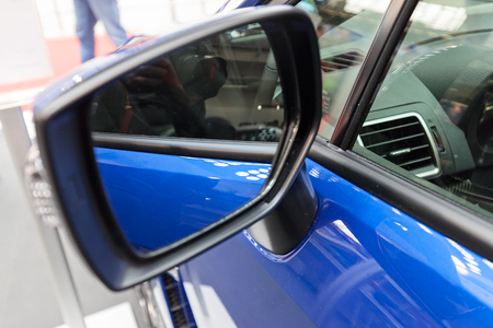 side mirror on the motor vehicle, note shallow depth of fieldの写真素材