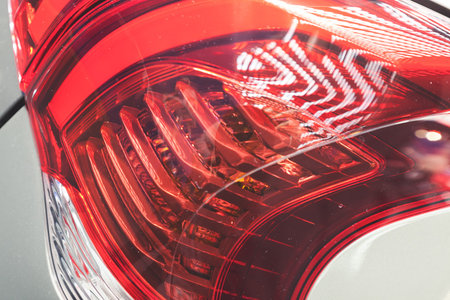 brake lights on vehicles, note shallow depth of field