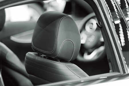 the interior of a new car, note shallow depth of fieldの写真素材