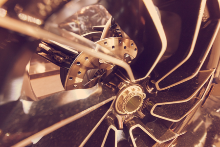 parts for motor vehicles and bicycles, note shallow depth of fieldの写真素材