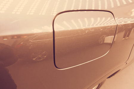 fuel tank in a motor vehicle, note shallow depth of fieldの写真素材