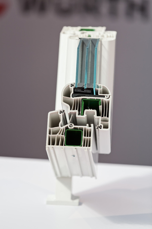 cross-section aluminum window frames, note shallow depth of fieldの写真素材