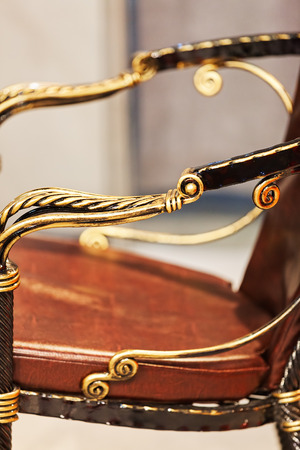 decorated with wrought iron chairs, note shallow depth of fieldの写真素材