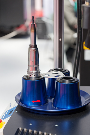 holders on the machine tool for metal, note shallow depth of fieldの写真素材