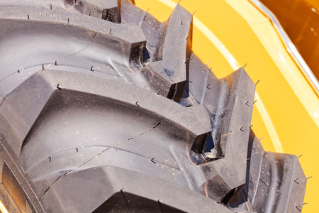 types of tires for industrial vehicles, note shallow depth of fieldの写真素材
