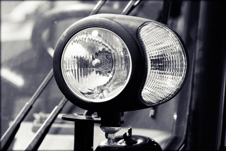 type headlights of the machine, note shallow depth of fieldの写真素材
