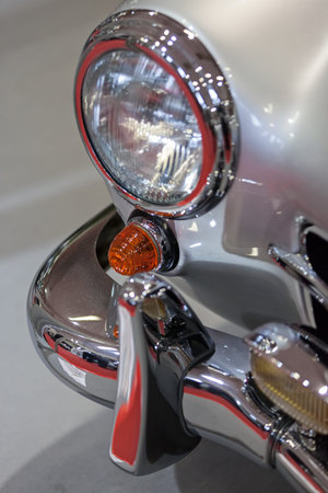 Headlights on vintage cars, note shallow depth of field