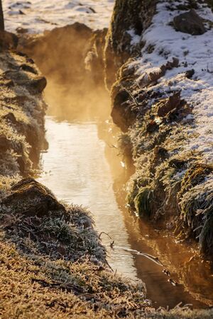 A small stream in the winter environmentの写真素材