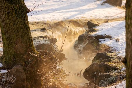A small stream in the winter environmentの写真素材