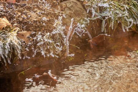 A small stream in the winter environmentの写真素材