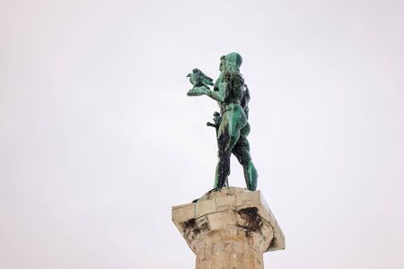 view of Belgrade Monument "Victor" under the snow , note shallow depth of fieldのeditorial素材