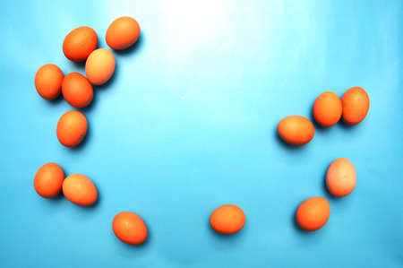 A chicken egg lies in a shipping box and is sold at the supermarket. decorative eggの写真素材