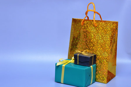 Gift multicolor bags and boxes for the holiday