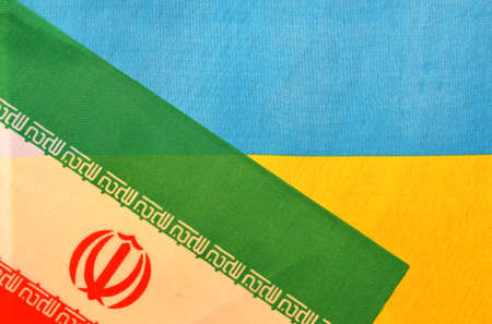 Flag of the country of Ukraine with the flag of another stateの写真素材