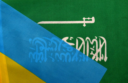 Flag of the country of Ukraine with the flag of another state