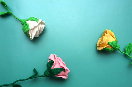 Multicolor watercolor paints and brushes on the surface of the materialの写真素材