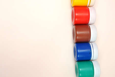 Multicolor watercolor jars with paints for drawingの写真素材