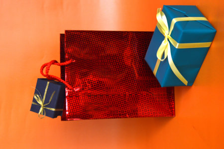 Gift multicolor bags and boxes for the holiday
