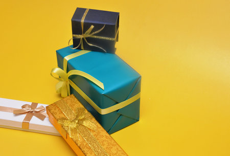 Gift multicolor bags and boxes for the holiday
