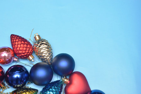 Multicolor festive Christmas toys for interior decorationの写真素材