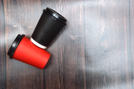 Multicolor paper cups for cold and hot drinksの写真素材