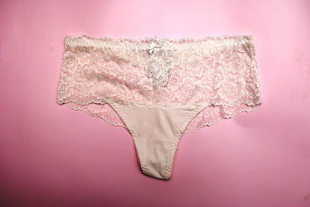 Women's panties on a pink background. Lingerie. underwear.