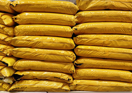 Plastic bags for bulk products in the store, close-up