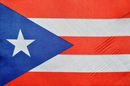 Puerto Rico national flag or banner, fabric texture background.の写真素材