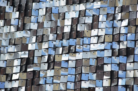 abstract background of metal plates, closeup photo with selective focusの写真素材