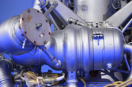 Close up of an engine of a high-voltage power plant