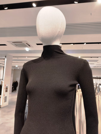 Men's black dress on a mannequin in a shopping mallの写真素材