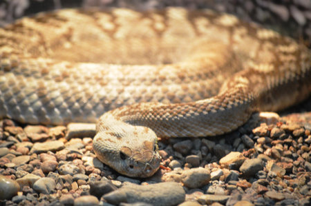Close up of a Western diamondback rattlesnake (Crotalus californianus)の写真素材