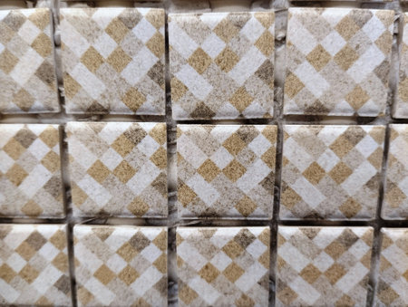 Abstract background of ceramic tiles, close-up. Selective focus.