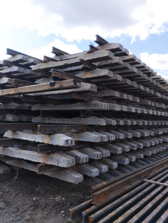 Stack of steel bars on construction site, Russia, Saint-Petersburgの写真素材