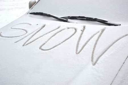 \The word \"\"snow\"\" written in the snow\""の写真素材