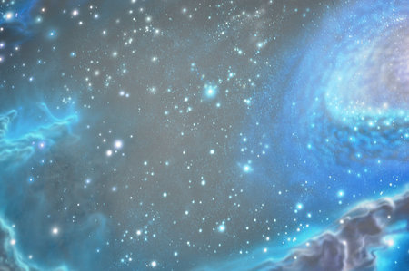 Star field and nebula in deep space, science fiction art.