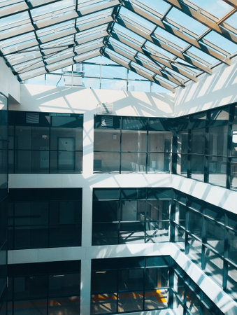 Interior of a modern office building. Architectural detail of modern architecture.の写真素材